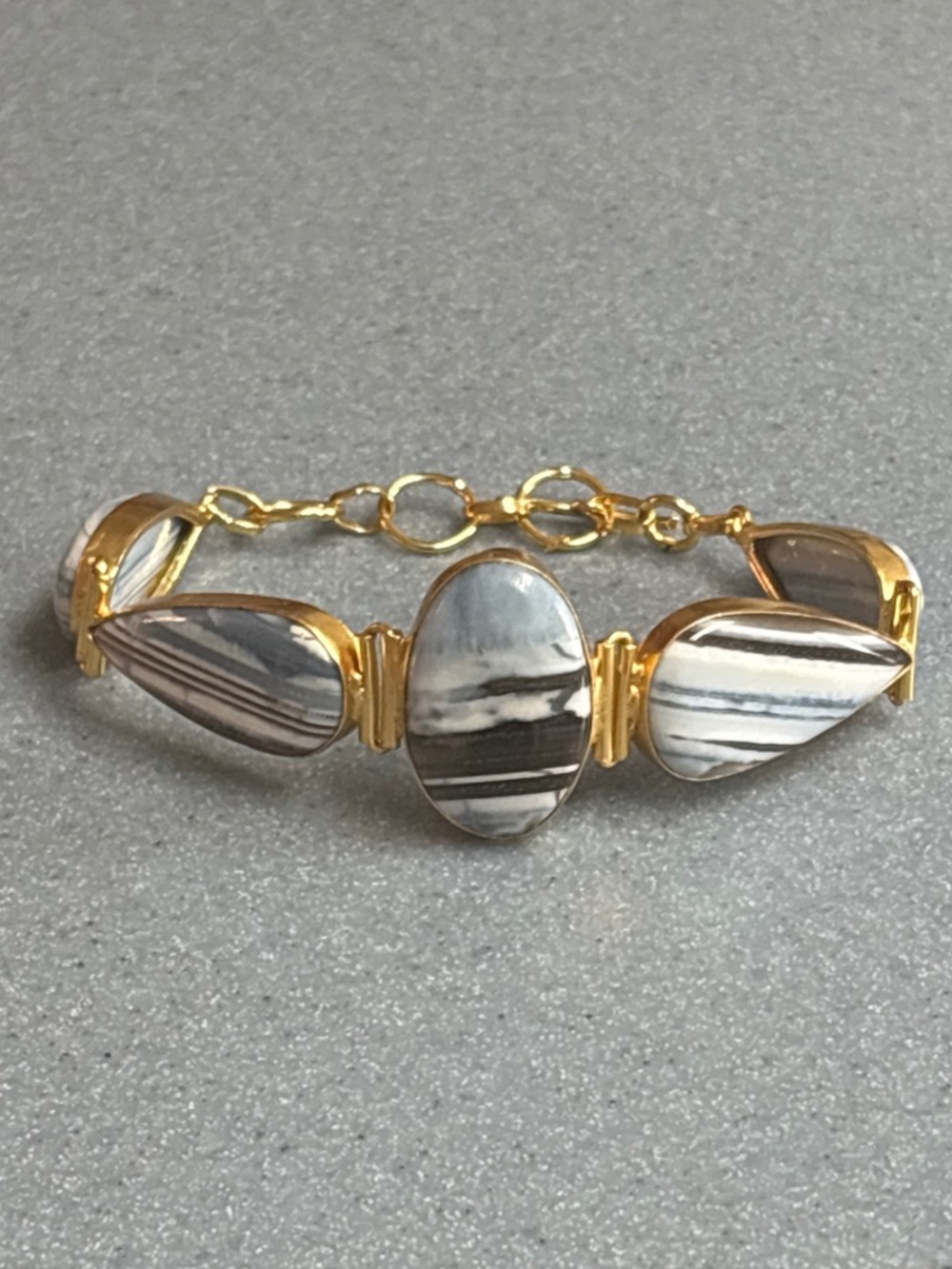14K Gold NATURAL Owyhee Blue Opal Gemstone Bracelet